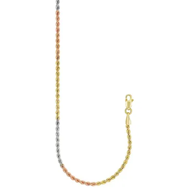 10kt Tri Color Rope Necklace Chain