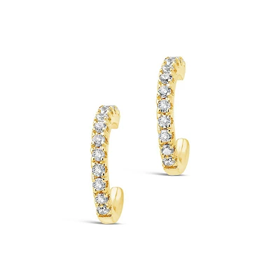 14k Gold Plated Sterling Silver Delicate Pave Cz Micro Hoops