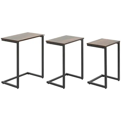 Nesting End Tables Set Of 3 For Sofa Couch Bed Rustic Brown