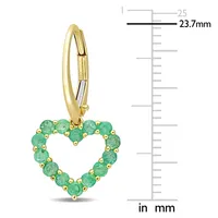 4/5 Ct Tgw Emerald Heart Leverback Earrings In 10k Yellow Gold