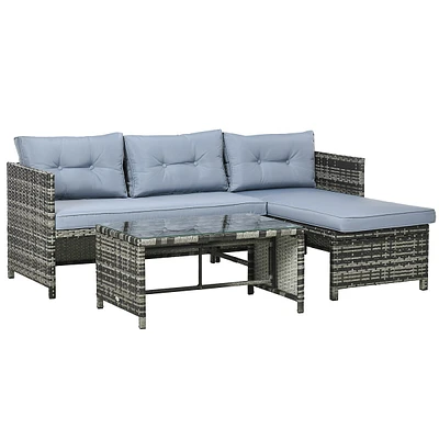 3 Piece Outdoor Patio Furniture Set With Thick Cushions