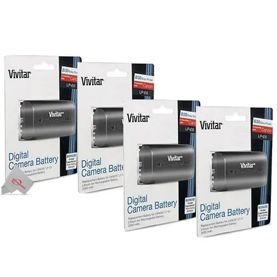 Four Packs Vivitar Replacement Battery For Canon Lp-e6