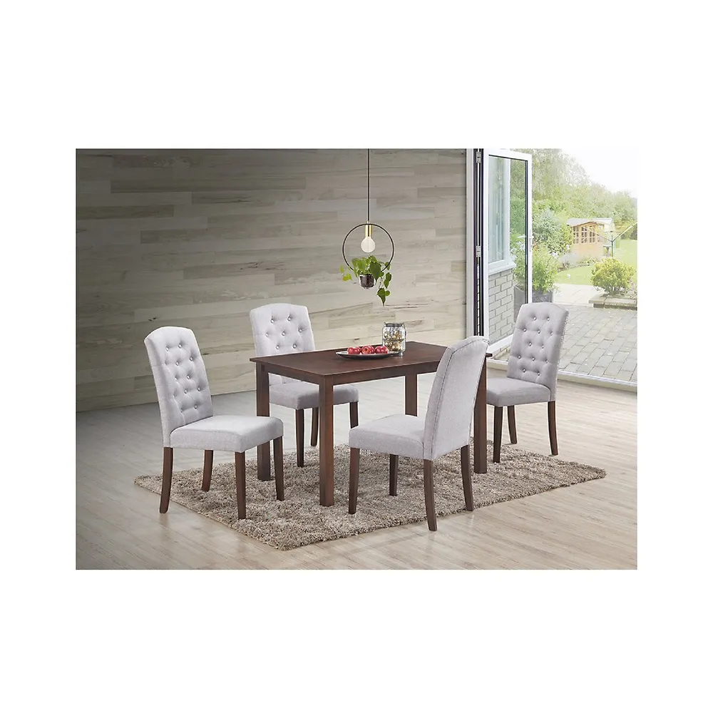 Modern Trends Ingrid Light Grey 5pc Solid Wood Dining Set
