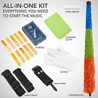 Brass E Flat Alto Saxophone, Sax Beginners Kit, Mouthpiece, Neck Strap, Cleaning Cloth Rod, Gloves, Carrying Case W/ Removable Straps &10 Bonus Reeds