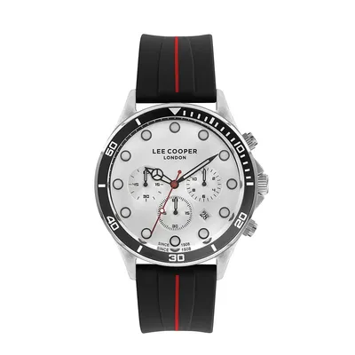 Men's Lc07294.331 Chronograph Silver Watch With A Black Silicon Strap And A Silver Dial