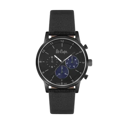 Men's Lc06912.651 Chronograph Black Watch With A Black Leather Strap And A Black Dial