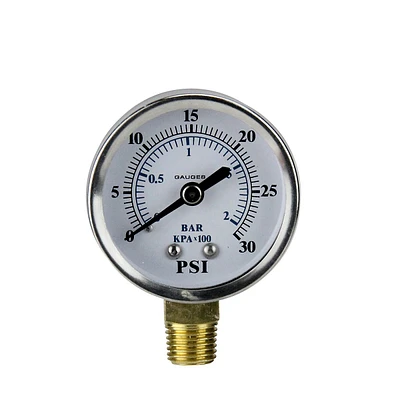 2.75" (50mm) Silver And White Side Mount Stainless Steal Pressure Gauge