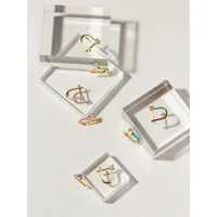 18k Goldplated Sterling Silver Enamel & Cubic Zirconia U-hoop Earrings