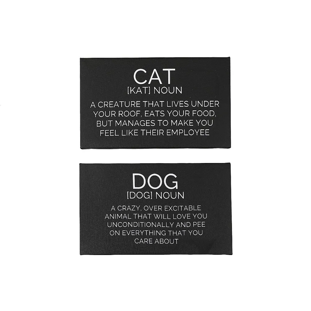 Canvas Wall Sign (dog/cat Noun) (10 X 6) (asstd) - Set Of 2