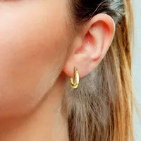 Polished Hoop Edged Earrings In 10k Yellow Gold
