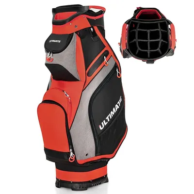 10.5" Golf Stand Bag W/14 Way Full-length Dividers Rain Hood 7 Zippered Pockets