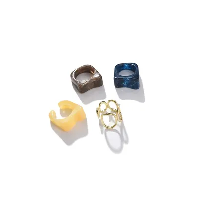 Set Of 4 Multicolour Rings