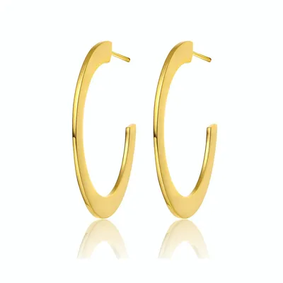 14k Yellow Gold Plated Large Open Hoop Earrings