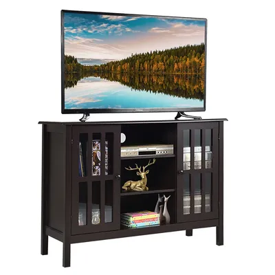 Costway Wood Tv Stand Entertainment Media Center Console For Tv Up To 50''