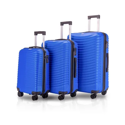 TUCCI Italy Flettere 3 Piece 20', 24', 28' Travel Luggage Set For Trips, Diamond Blue