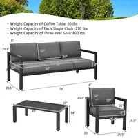 4-piece Outdoor Patio Furniture Set Sectional Sofa Set Coffee Table