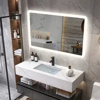 Wall Mounted Rectangle Bathroom Led Mirror Dimmable Touch 3-color Frameless