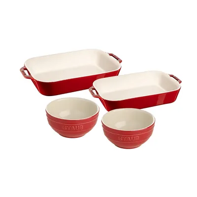 Ceramique 4-piece Bakeware Set, Cherry