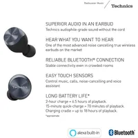 True Wireless Earbuds With Industry Leading Noise Cancelling, Bluetooth Earbuds, Dual Hybrid Technology, (eah-az70w-k), Xs, S, M, L, Xl