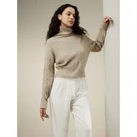 Classic Cable Knit Turtleneck Sweater For Women