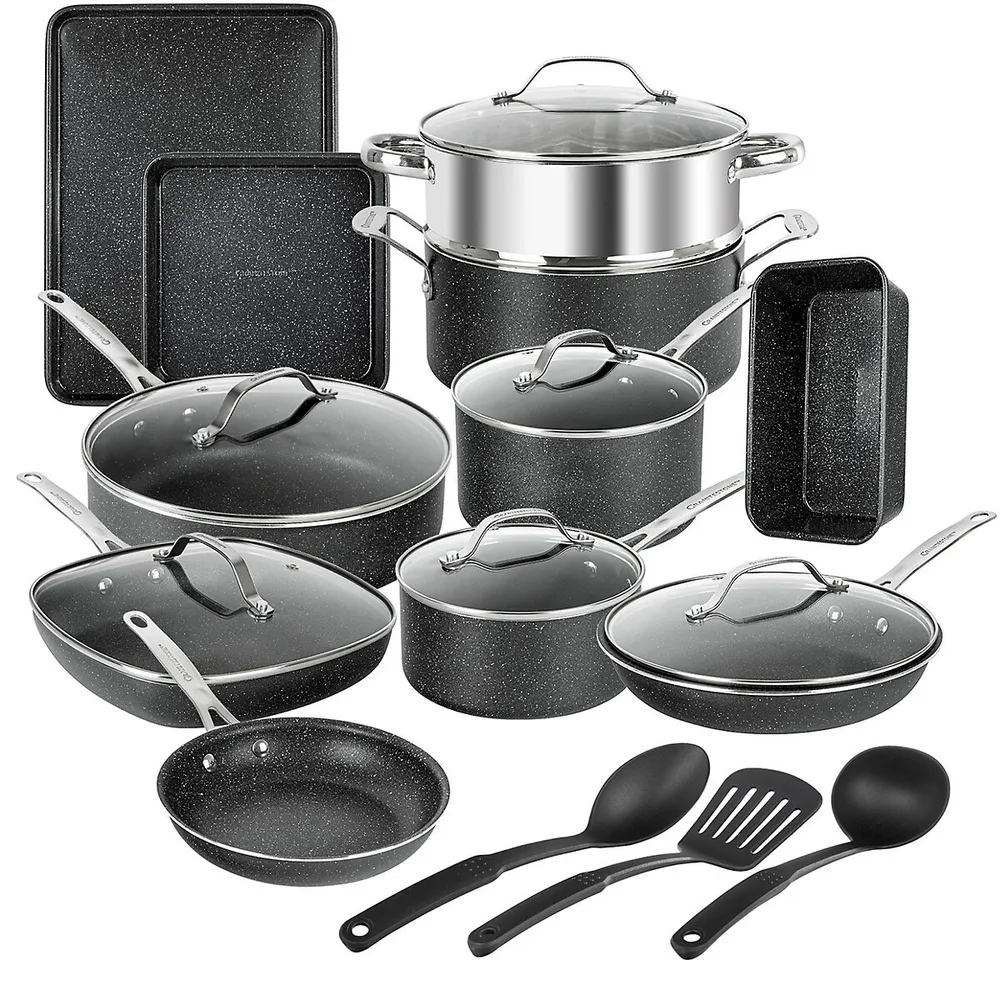 Cookware Set Primaware 18 Piece Non-stick Steel Gray for Electric, Gas  Cooktops