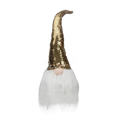 25-inch Gold, Silver, And White Weighted Christmas Gnome Decoration