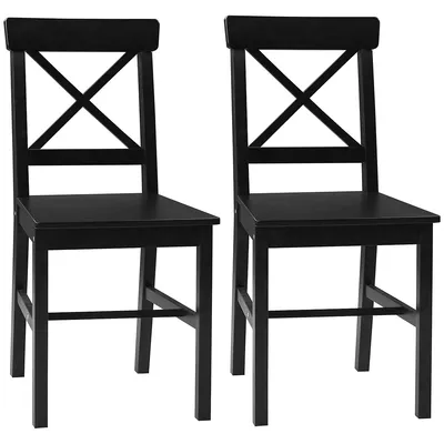 Farmhouse Wood Dining Chairs Set Of 2 With Cross Back