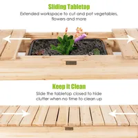 Garden Potting Bench Workstation Table W/sliding Tabletop Sink Shelves