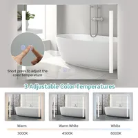 32"x24" Led Bathroom Mirror Wall Mounted Dimmable 3 Color Temperatures Anti-fog