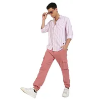 Men's Pink Heathered Striped Shirt