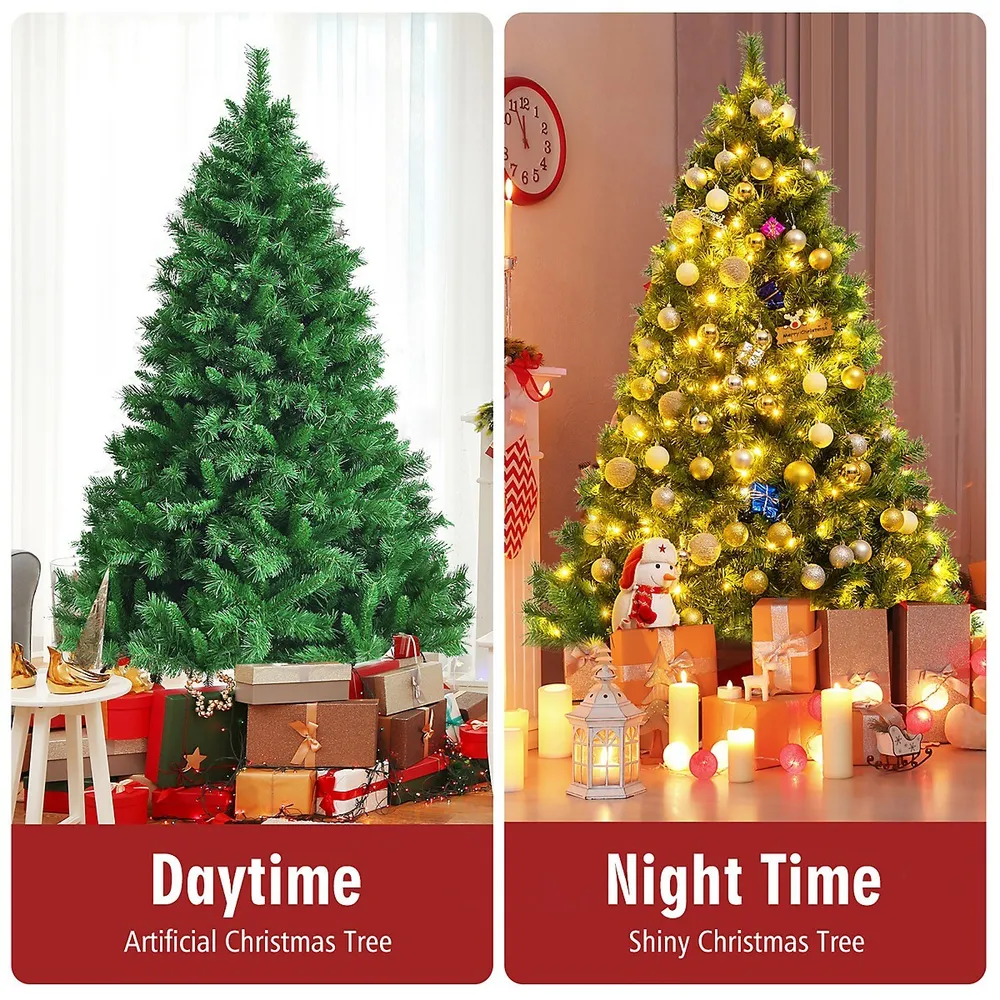 Costway 8ft Pre-Lit Hinged Christmas Tree with Remote Control & 9 Lighting Modes