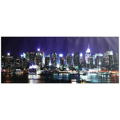 Led Lighted New York City Skyline Canvas Wall Art 15.75" X 39.25"