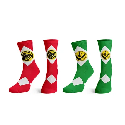 Power Rangers Red Green Power Ranger Symbols 2 Pack Socks
