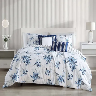 Blue Art 100% Cotton 5-piece Reversible Comforter Set