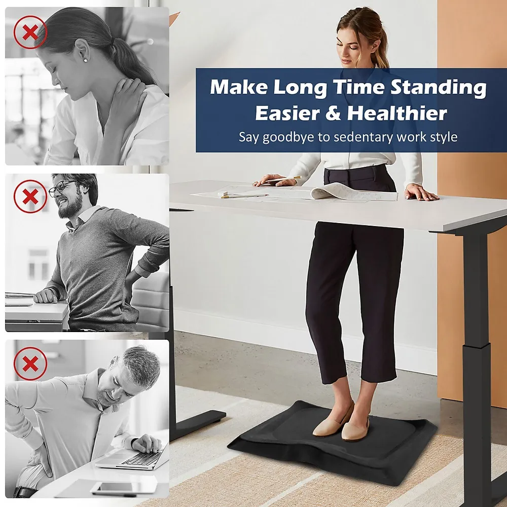 Costway Anti-Fatigue Standing Desk Mat with Massage Roller Ball and Points-Black