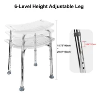 Shower Chair, Adjustable Tool Free Blow Molded Shower Bench With Removable Back