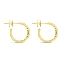Rainbow Cz Studded Hoops Earring Sterling Forever Gold
