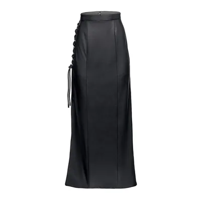 Lace-up Side 'leather' Maxi Skirt