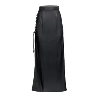 Lace-up Side 'leather' Maxi Skirt