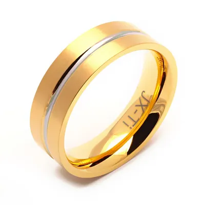 Men's Titanium Ring With Gold Plating & Single Groove