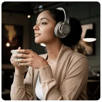 Hybrid Noise Cancelling Over Ear Headphones - Wireless, Bluetooth, Optimized Ambient Awareness Technology | Hands Free Control Google Assistant 20hr Battery + Fast Charge