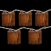 10-count Brown Tropical Bamboo Outdoor Patio String Light Set, 7.25ft White Wire