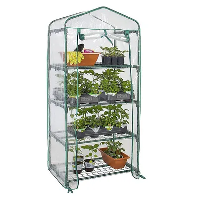 4 Tier Greenhouse With Clean Cover Winter Garden Plants Growing Warm House Sturdy Portable Gardening Shelves - 27" X 19" X 63"