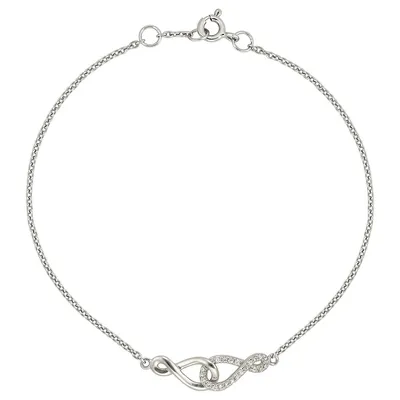 Sterling Silver 7" Rhodium Intertwined Infinity Bracelet