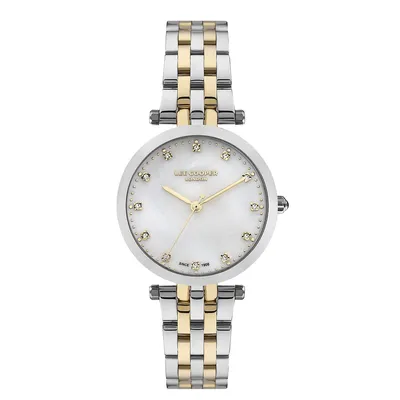 Ladies Lc07411.220 3 Hand Silver Watch With A Two Tone Metal Band And A White Dial