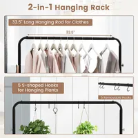 Industrial Pipe Rolling Garment Rack Heavy Duty Clothing Rack With Hooks & Shelf