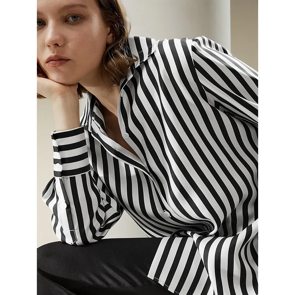Striped Silk Blouse for Women