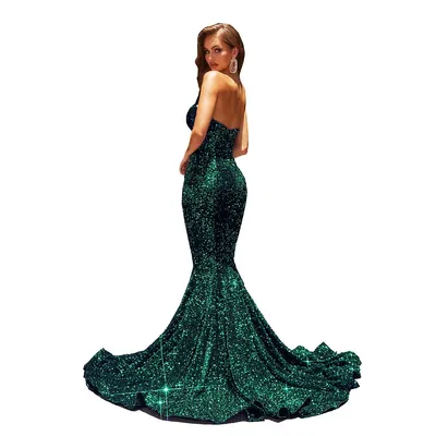Ps22022 Strapless Asymmetrical Sequin Gown