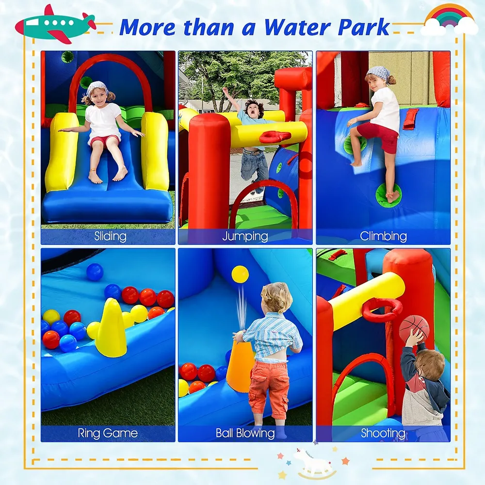 9-in-1 Inflatable Water Slide Kids Bounce Castle Giant Water Park W/ 860w Blower