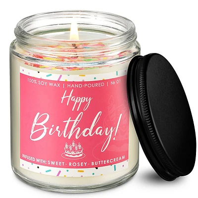 Birthday Candle Gift Set, 7oz Scented Soy Happy Birthday Candles
